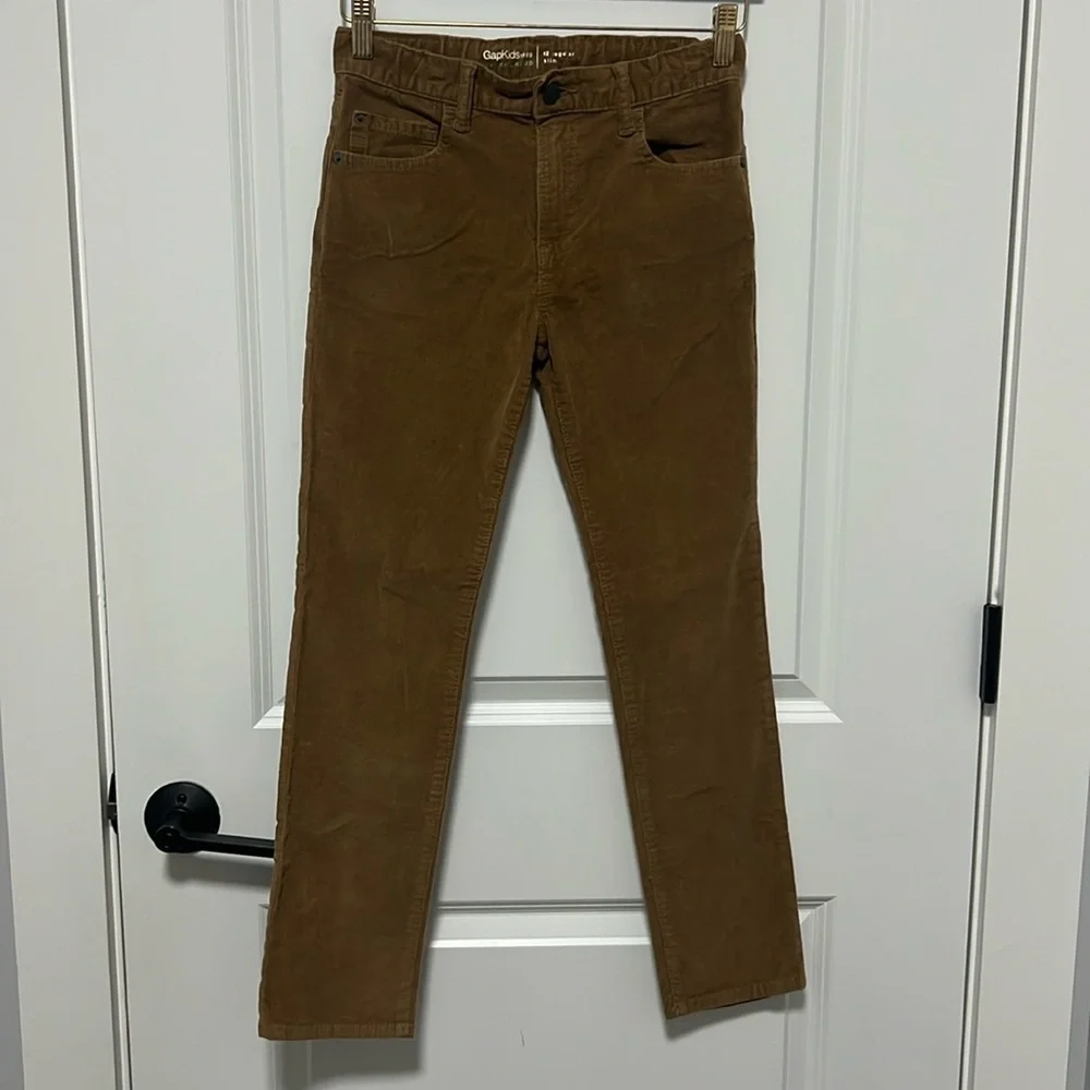 GAP Kids Boys Corduroy Regular Slim Pants Sz 12 SLIM Brown Tan